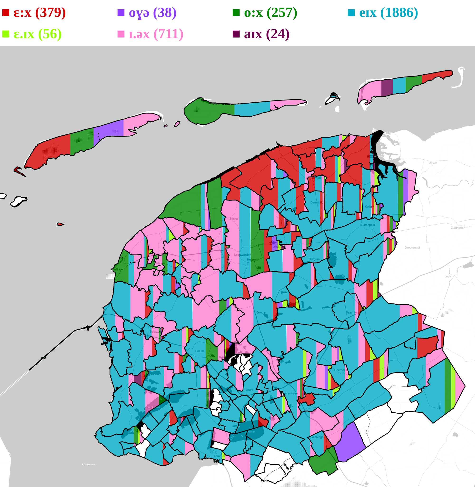 example pronunciation distribution map