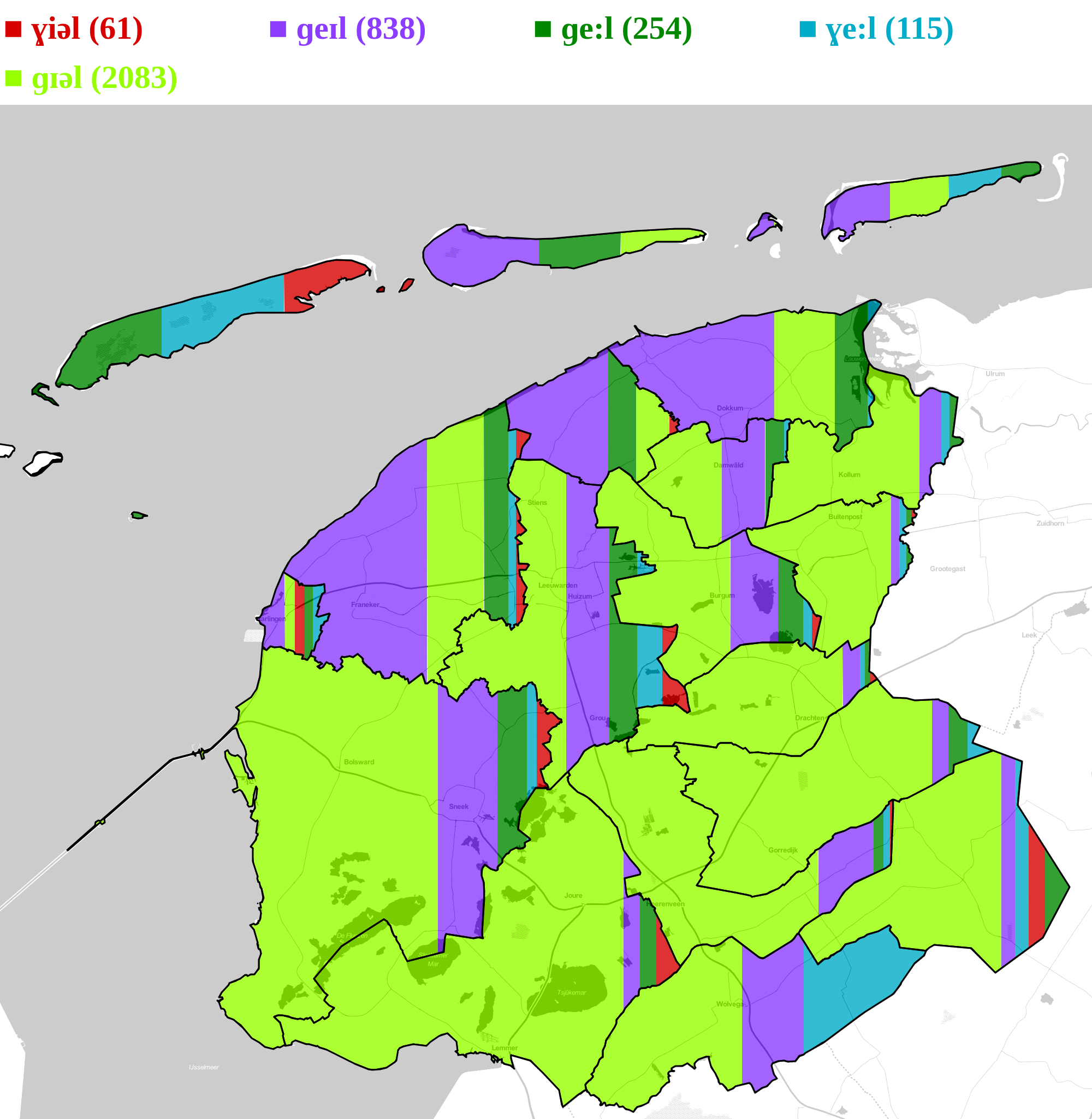 example pronunciation distribution map