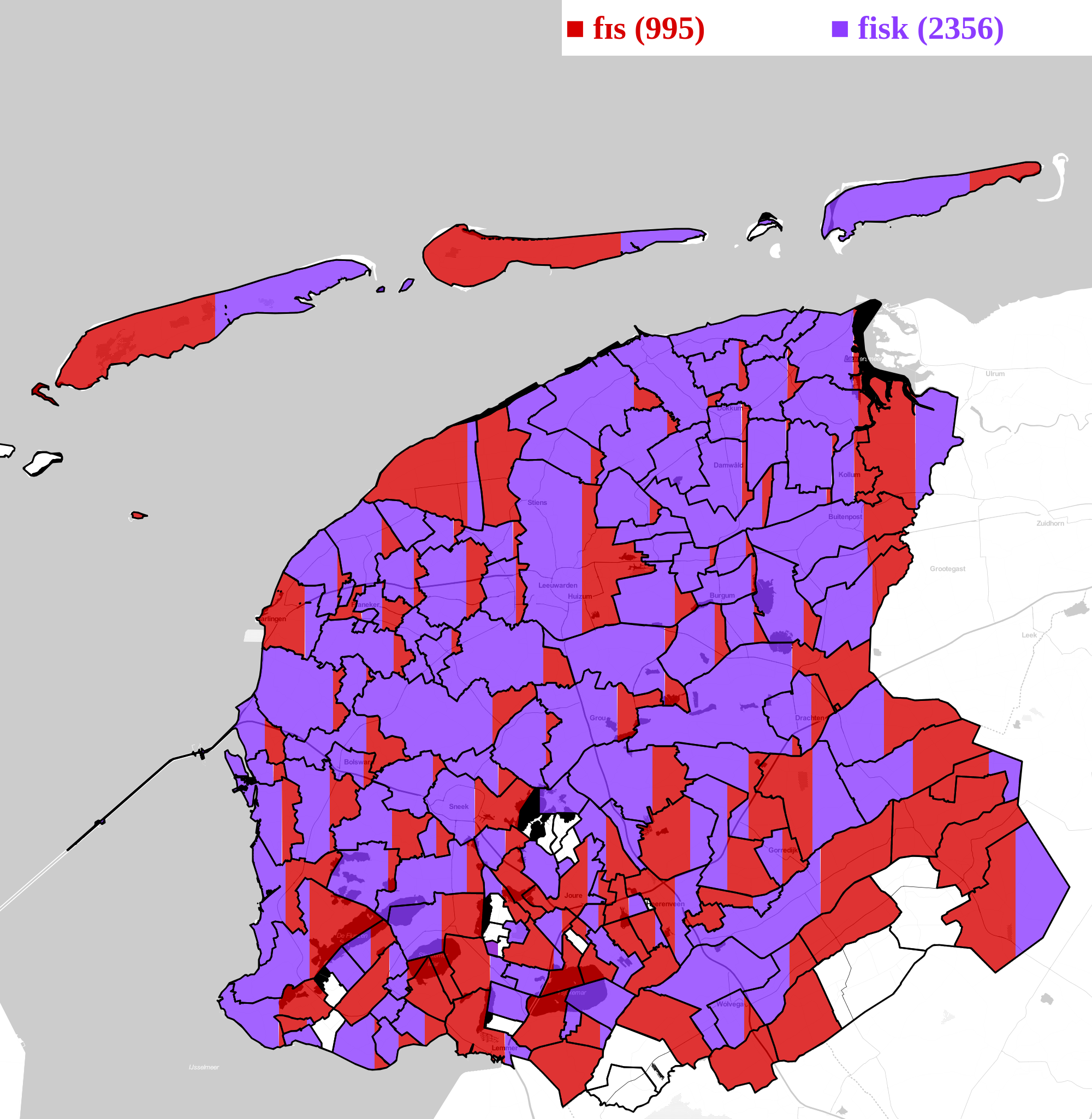 example pronunciation distribution map