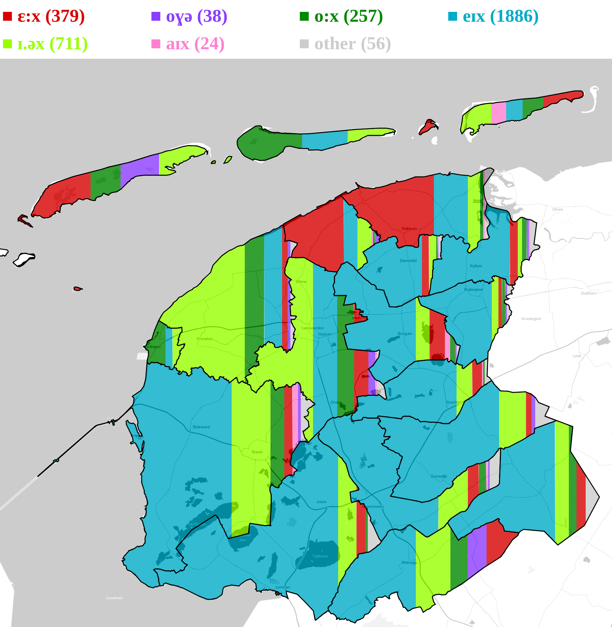 example pronunciation distribution map