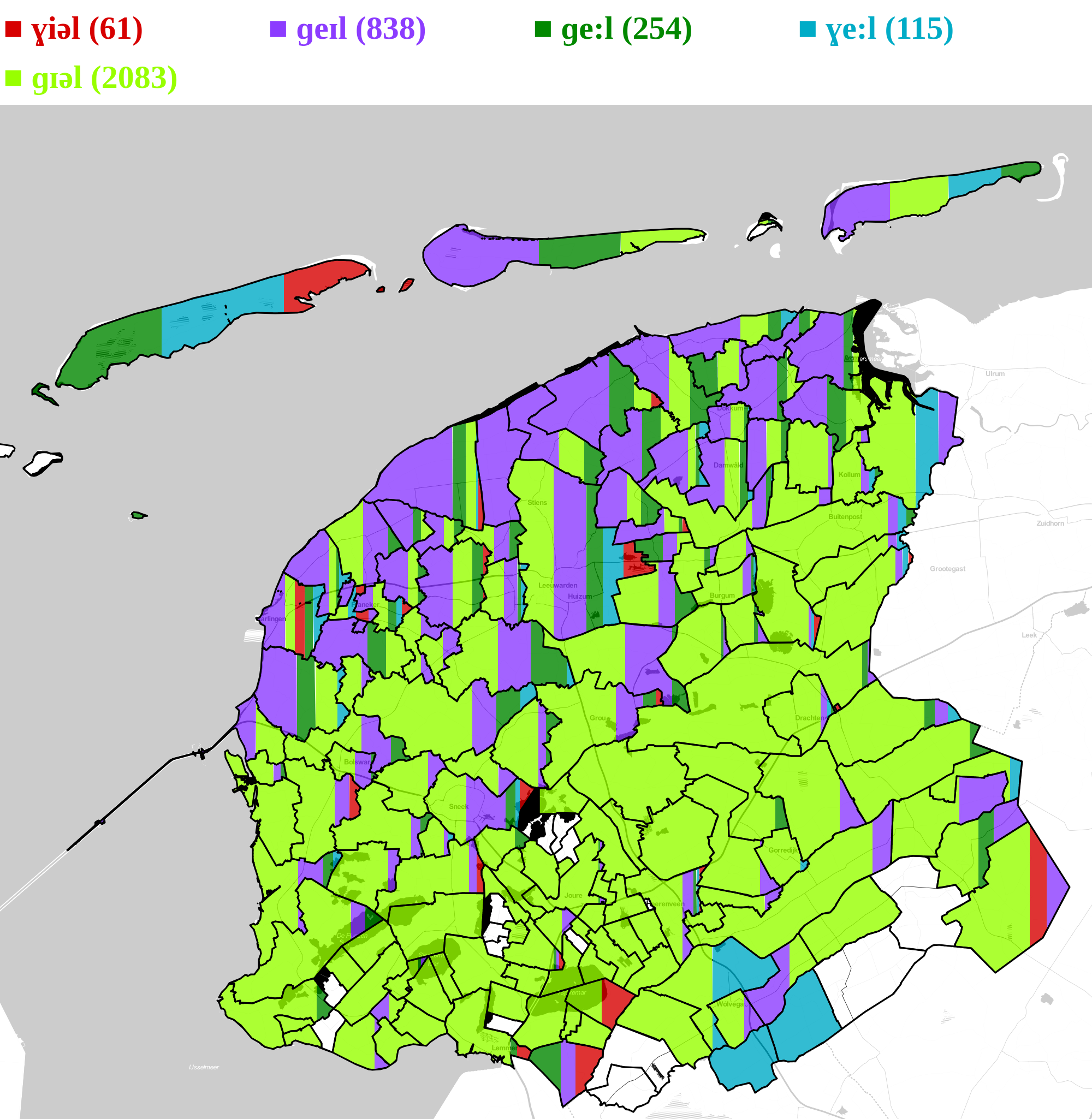 example pronunciation distribution map