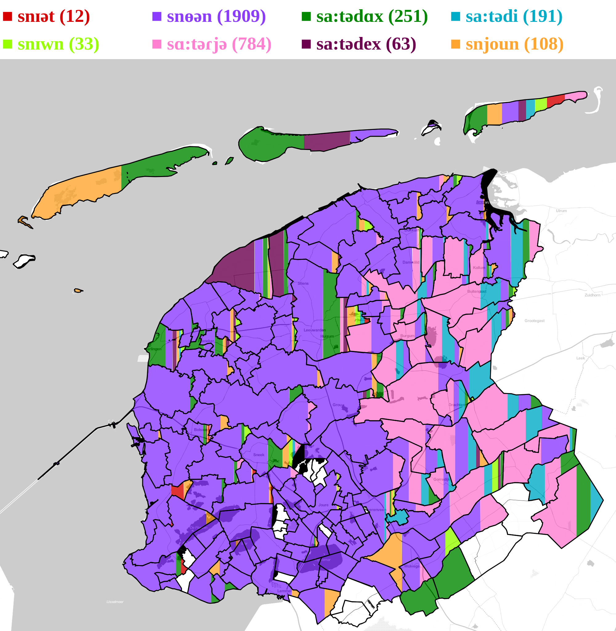 example pronunciation distribution map