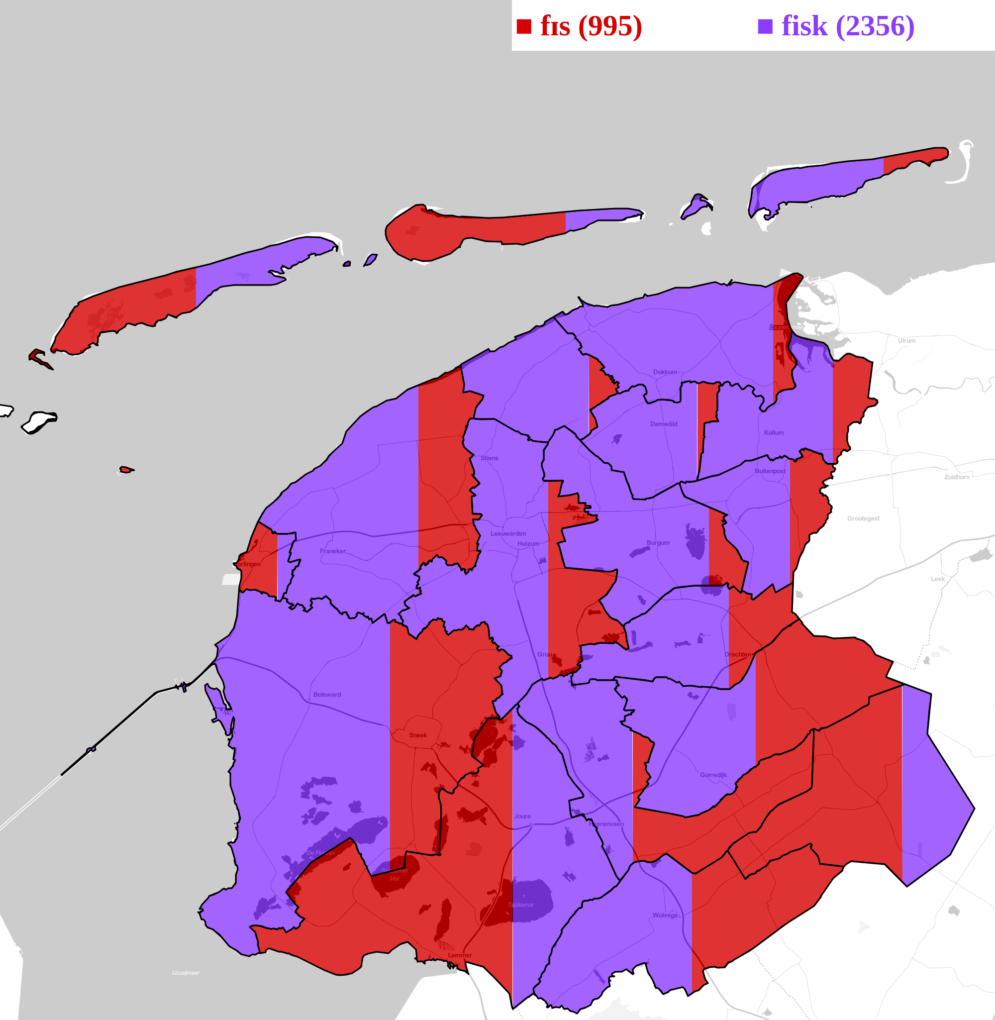 example pronunciation distribution map